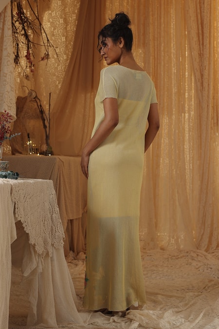 Kritika Murarka Yellow Cotton Net Applique
Dress 