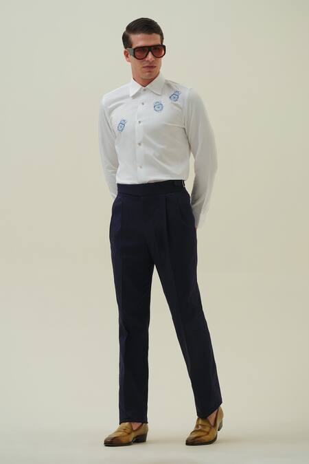 Amrit Dawani_White Cotton Embroidery Beetle Shirt _Online_at_Aza_Fashions