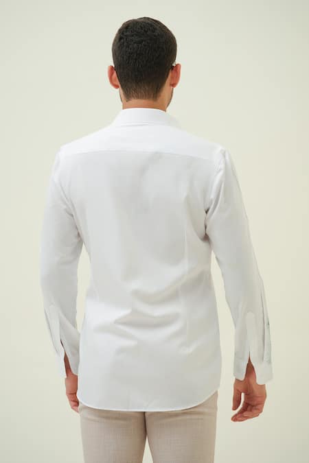 Amrit Dawani White Vacation Hand Painted Shirt 