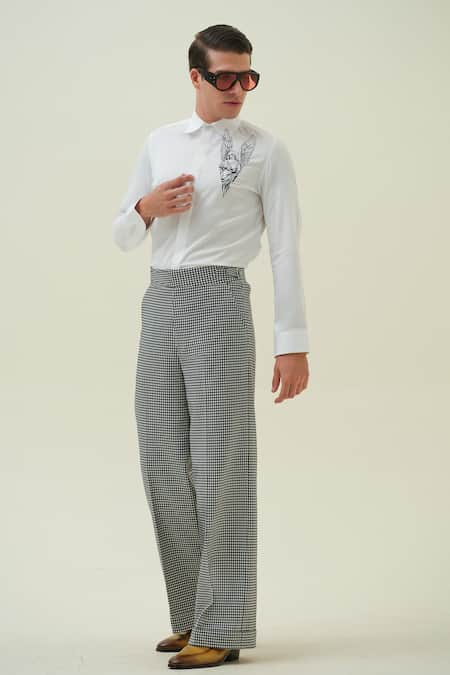 Amrit Dawani_White Cotton Embroidery Angel Shirt _Online_at_Aza_Fashions