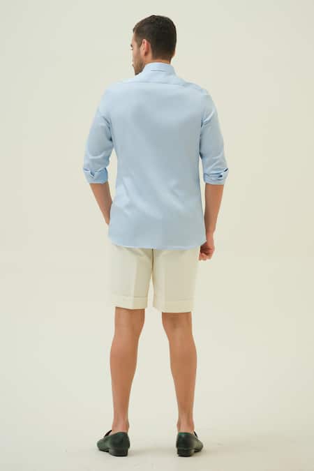 Amrit Dawani Leapords & Jar Blue Hand Painted Shirt 