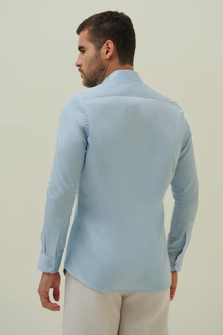 Amrit Dawani European Warrior Blue Hand Painted Shirt 