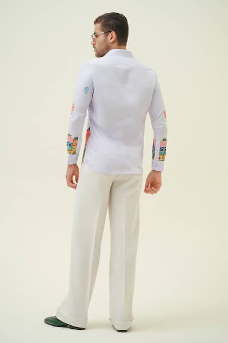 Amrit Dawani Hot Air Ballon Lavendar Hand Painted Shirt 