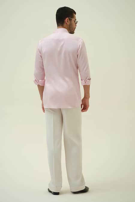 Amrit Dawani Eiffel Pink Hand Painted Shirt 