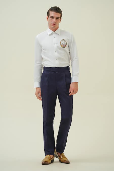 Amrit Dawani_White Cotton Embroidery Bunny Hand Shirt _Online_at_Aza_Fashions