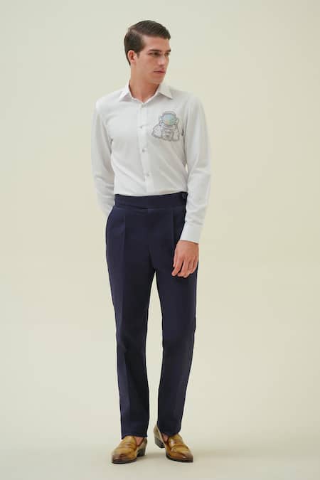 Buy_Amrit Dawani_White Cotton Embroidery Bunny Hand Shirt _Online_at_Aza_Fashions