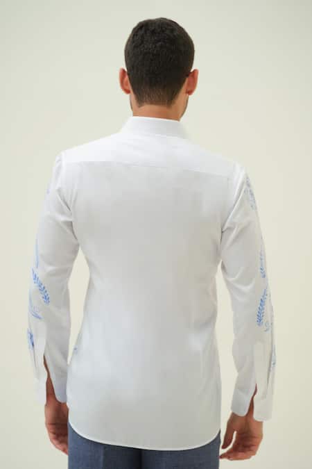 Amrit Dawani Abstract White Hand Painted Shirt 
