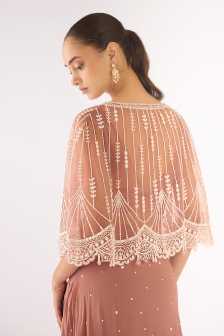 Buy Basanti - Kapde Aur Koffee Pink Georgette Beads, Cut Work V-, Round Embroidered Lehenga Set Buy_Basanti - Kapde Aur Koffee_Pink Georgette Beads, Cut Work V-, Round Embroidered Lehenga Set