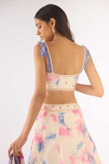 Basanti Kapde aur Koffee Pink Kota Doria Sequins, Mirrors Sweetheart Neck Blue Embroidered Lehenga Set Online at Aza Fashions Basanti Kapde aur Koffee_Pink Kota Doria Sequins, Mirrors Sweetheart Neck Blue Embroidered Lehenga Set_Online_at_Aza_Fashions