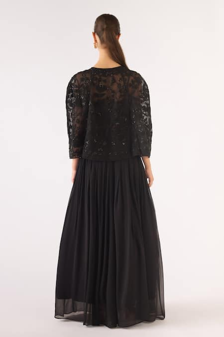 Basanti - Kapde Aur Koffee Black Georgette Embroidered Sharara Set