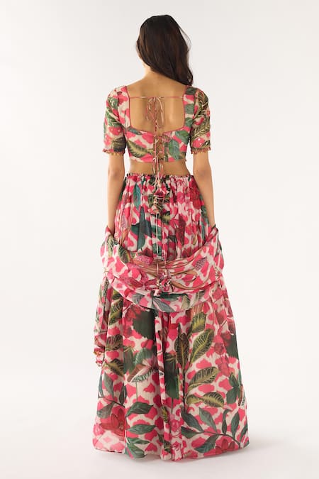 Basanti - Kapde Aur Koffee Pink Organza Embroidered Lehenga Set 