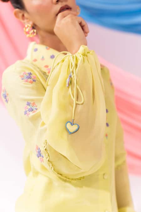 Shop_Leela By A_Lime Muslin Embroidery Collared Shirt With Pant _Online_at_Aza_Fashions