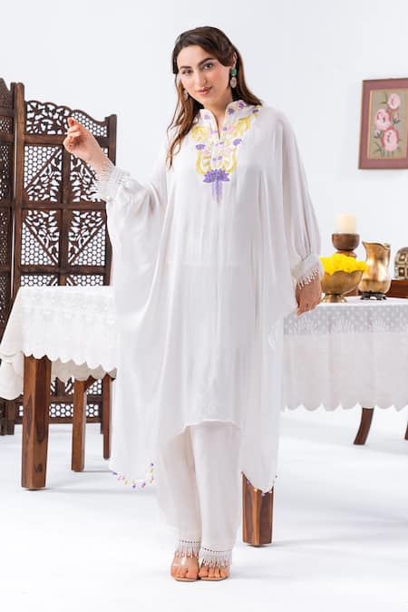 Leela By A Embroidered Kaftan & Pant Set 