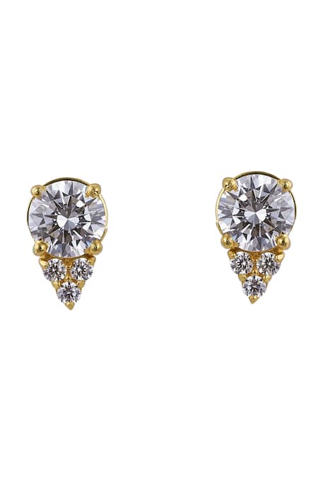 Shop Sica Jewellery White Stones 925 Silver Dewdrop Studs at Aza Fashions Shop_Sica Jewellery_White Stones 925 Silver Dewdrop Studs _at_Aza_Fashions