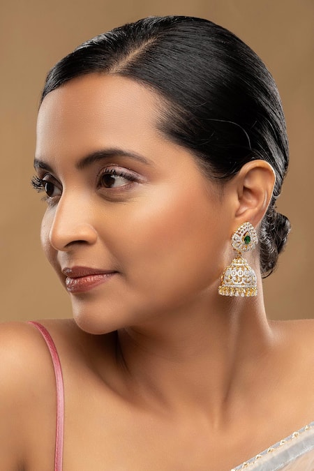 Sica Jewellery Green 925 Silver 3-way Jhumki Earrings 