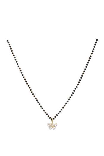Shop Sica Jewellery Black 925 Silver Butterfly Mangalsutra at Aza Fashions Shop_Sica Jewellery_Black 925 Silver Butterfly Mangalsutra _at_Aza_Fashions