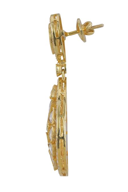 Sica Jewellery_Yellow Stones 925 Silver Moissanite Polki Spiti Earrings _Online_at_Aza_Fashions