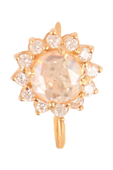 Sica Jewellery Yellow , Faux 925 Silver Polki Nosepin Online at Aza Fashions Sica Jewellery_Yellow , Faux 925 Silver Polki Nosepin _Online_at_Aza_Fashions