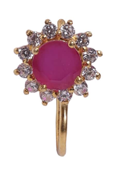 Sica Jewellery_Pink Stones 925 Silver Nosepin _Online_at_Aza_Fashions
