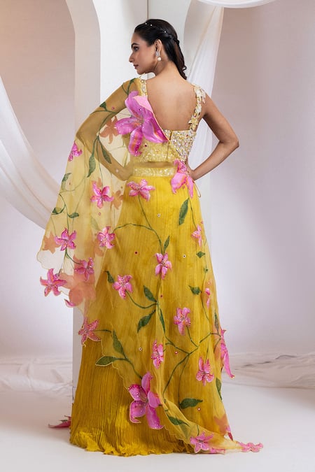 Smriti By Anju Agarwal Sunlit Grove Lehenga & Embroidered Bralette Set 