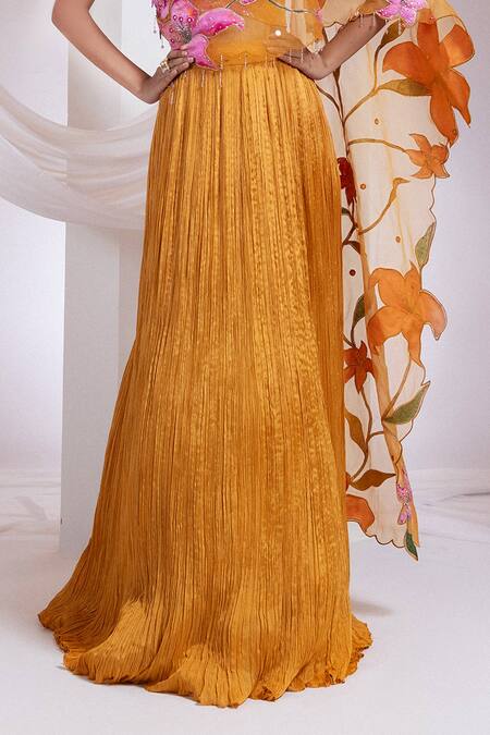 Buy Smriti By Anju Agarwal Orange Chinon, Crepe, Organza Embroidery Round Neck Emberfall Lehenga Set Online at Aza Fashions Buy_Smriti By Anju Agarwal_Orange Chinon, Crepe, Organza Embroidery Round Neck Emberfall Lehenga Set _Online_at_Aza_Fashions