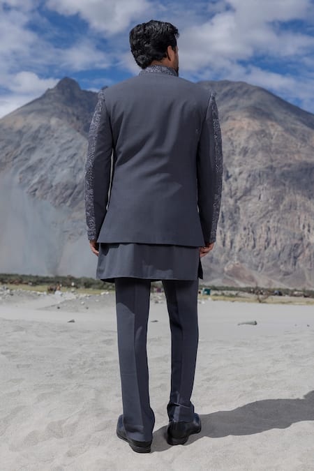 Amit Arora Hand Embrodidered Sherwani Jacket Kurta Set 