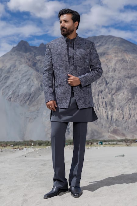 Amit Arora Hand Embrodidered Sherwani Jacket Kurta Set 