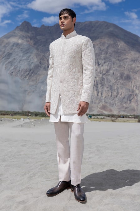 Amit Arora Pink Polyester, Twill, Modal Embroidery Sherwani Jacket Set Online at Aza Fashions Amit Arora_Pink Polyester, Twill, Modal Embroidery Sherwani Jacket Set _Online_at_Aza_Fashions