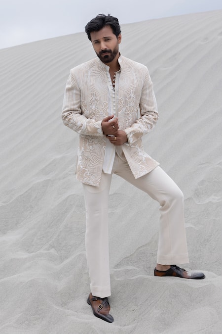 Amit Arora Hand Embroidered Sherwani Jacket With Kurta Set 