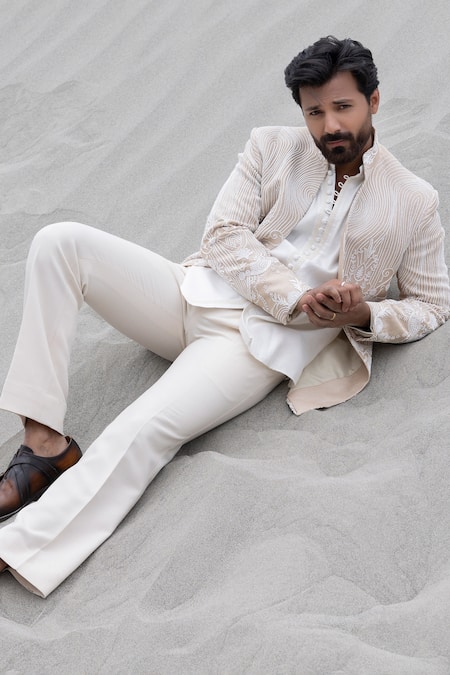 Amit Arora Hand Embroidered Sherwani Jacket With Kurta Set 