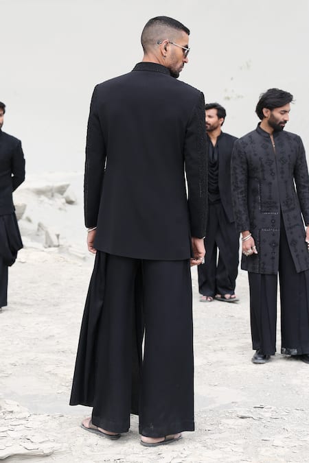 Amit Arora Hand Embroidered Short Jacket With Flared Pant 