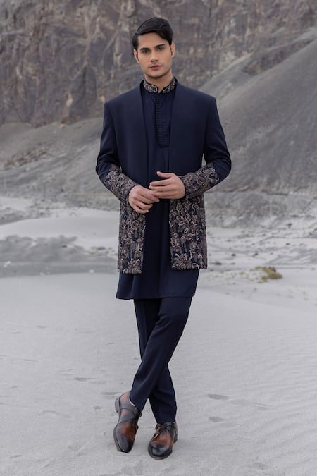 Amit Arora Floral Hand Embroidered Sherwani Jacket Set 