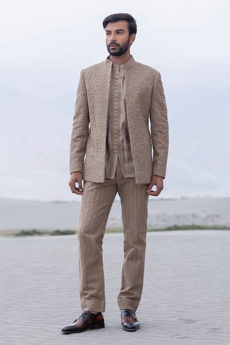 Amit Arora Hand Embroidered Opean Jacket With Kurta Set 