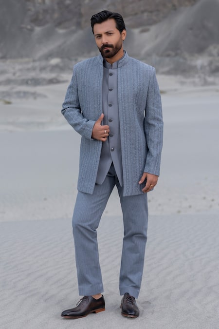 Amit Arora Hand Embroidered Opean Jacket With Kurta Set