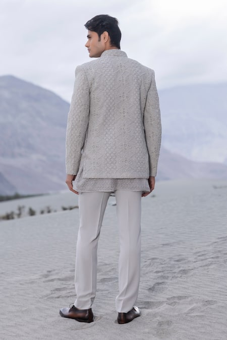 Amit Arora Hand Embroidered Opean Jacket With Kurta Set 