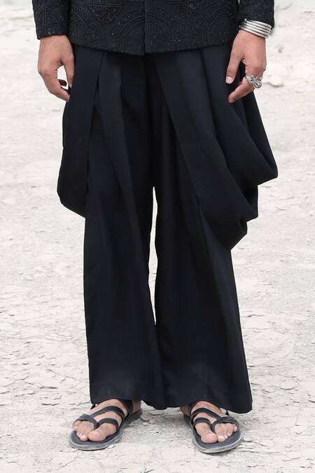 Amit Arora_Black Modal, Twill Monotone Hand Bandhgala With Dhoti Pant _Online_at_Aza_Fashions