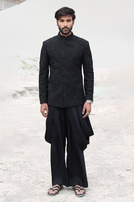 Amit Arora Monotone Hand Bandhgala With Dhoti Pant 