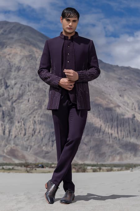 Amit Arora Hand Embroidered Opean Jacket With Kurta Set 