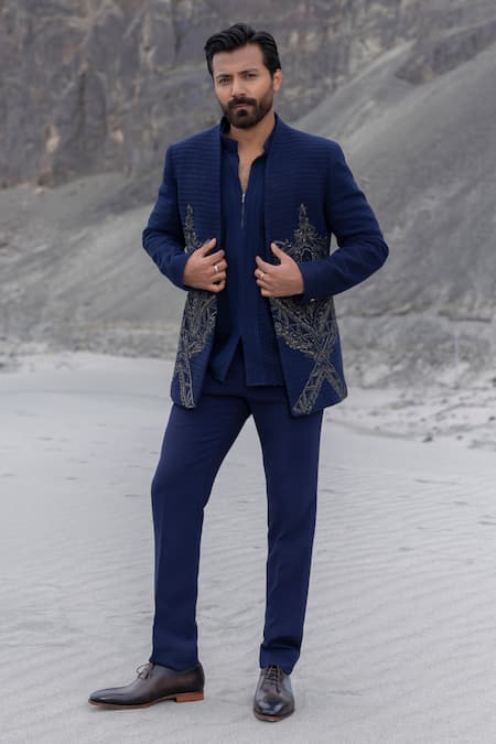 Amit Arora Hand Embroidered Opean Jacket With Kurta Set 