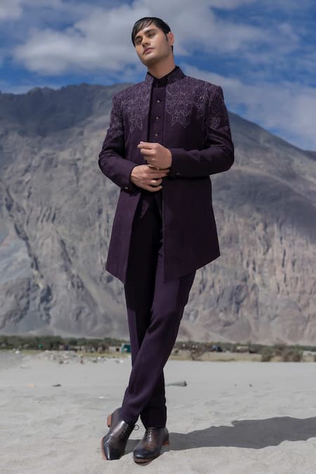 Amit Arora Hand Embroidered Opean Jacket Set 