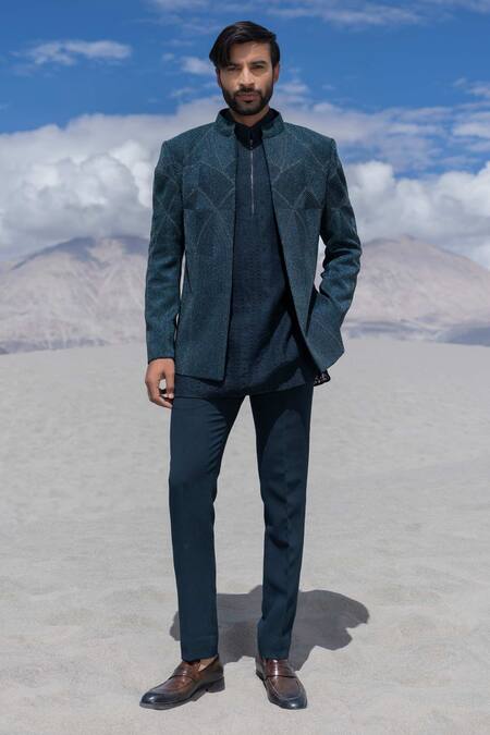 Amit Arora Hand Embroidered Opean Jacket With Kurta Set