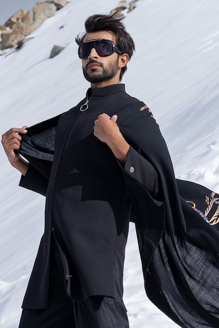 Amit Arora Long Textured Jacket Kurta Pant Set 