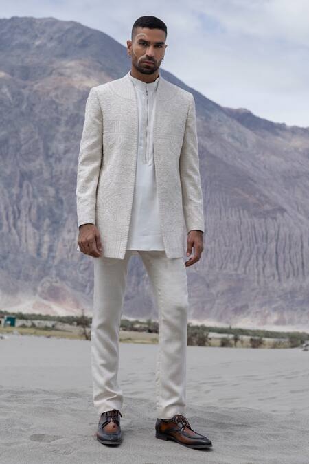 Buy Amit Arora Beige Polyester, Linen, Modal, Twill Embroidery Hand Jacket Kurta Set Online at Aza Fashions Buy_Amit Arora_Beige Polyester, Linen, Modal, Twill Embroidery Hand Jacket Kurta Set _Online_at_Aza_Fashions