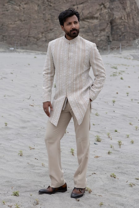Amit Arora Hand Embroidered Sherwani Jacket With Pant 