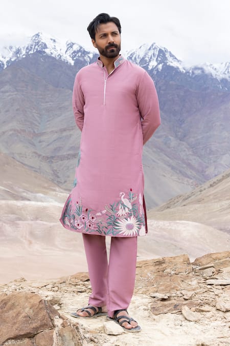 Amit Arora Straight Embroidered Kurta With Pant 