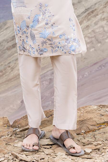 Buy Amit Arora Beige Polyester, Silk Embroidery Abstract Motif Detailed Kurta With Pant Online at Aza Fashions Buy_Amit Arora_Beige Polyester, Silk Embroidery Abstract Motif Detailed Kurta With Pant _Online_at_Aza_Fashions