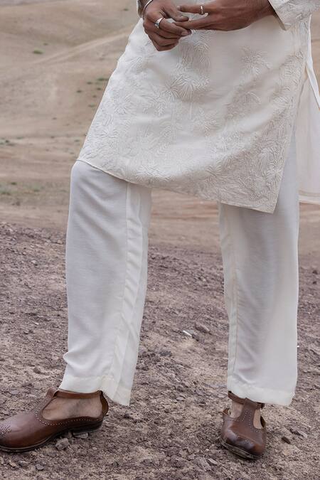 Amit Arora Off White Linen, Bamboo, Silk Embroidery Dori Kurta With Pant Online at Aza Fashions Amit Arora_Off White Linen, Bamboo, Silk Embroidery Dori Kurta With Pant _Online_at_Aza_Fashions