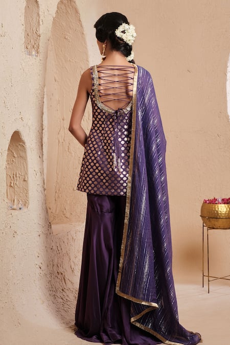 Muditaa By Urmila Vanya Floral Woven Kurta Gharara Set 