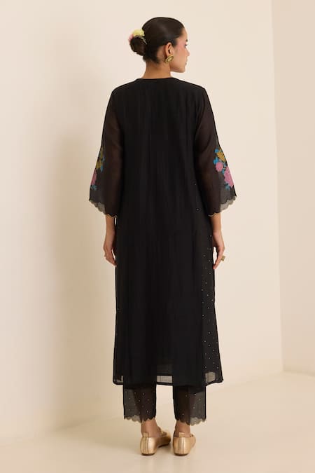 Juanita By Shubhda Midnight Mukaish Work Kurta Pant Set 