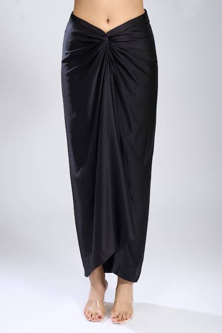 Anamika Khanna_Black Beads V-neck Embroidered Jacket With Skirt _at_Aza_Fashions